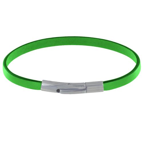Bracelet Cuir Simple Fermoir Acier Inoxydable - 19cm - Vert Fluo - LES POULETTES BIJOUX - Modalova