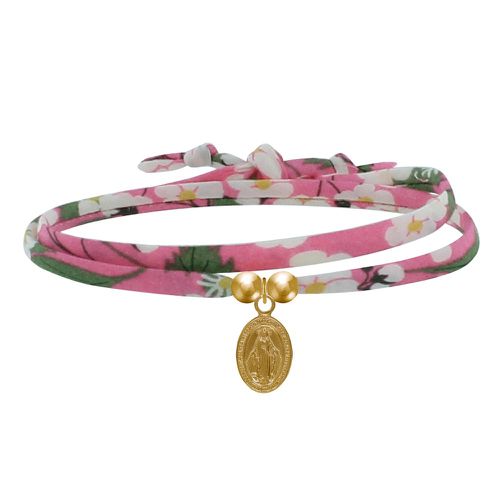 Bracelet Double Tour Lien Liberty et Petite Médaille Vierge Miraculeuse Plaqué Or - LES POULETTES BIJOUX - Modalova