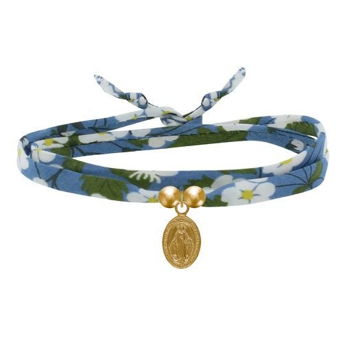 Bracelet Double Tour Lien Liberty et Petite Médaille Vierge Miraculeuse Plaqué Or - LES POULETTES BIJOUX - Modalova