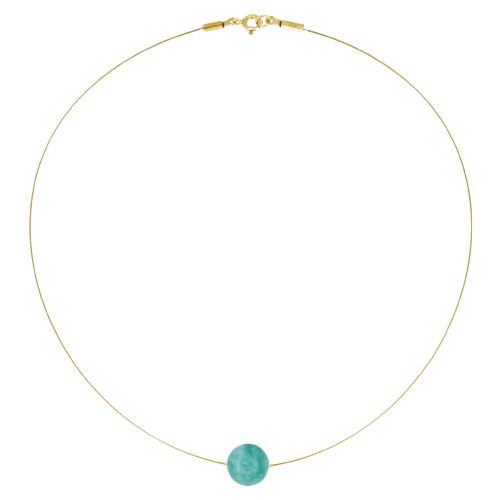 Collier Plaqué Or Perle d'Amazonite Solitaire 13 mm - LES POULETTES BIJOUX - Modalova