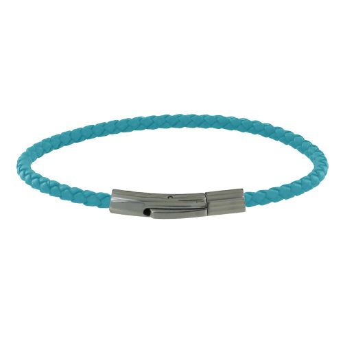 Bracelet Cuir Tréssé Rond 18cm - Turquoise - LES POULETTES BIJOUX - Modalova