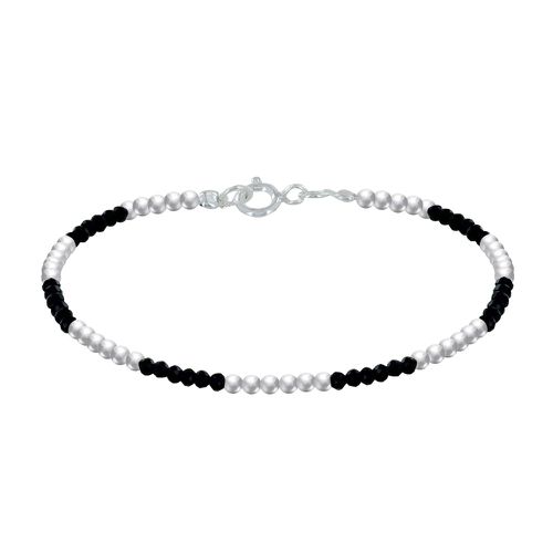 Bracelet Argent Perles et Onyx Facetté M1 - LES POULETTES BIJOUX - Modalova