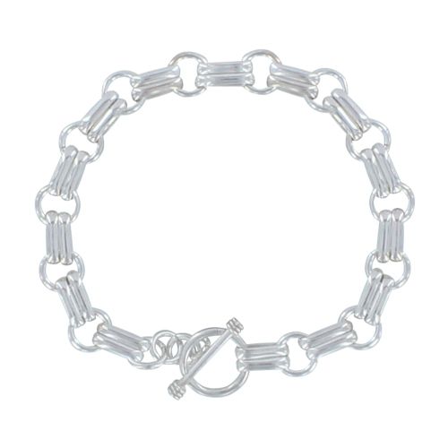 Bracelet 925 Double Maillons Plat et Ronds Fermoir T - LES POULETTES BIJOUX - Modalova