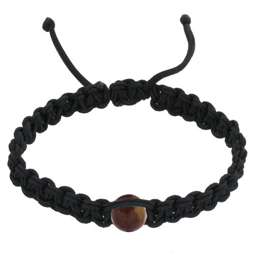 Bracelet Shamballa Lien Tressé Noir et Perle Oeil de Tigre - LES POULETTES BIJOUX - Modalova