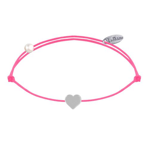 Bracelet Lien Argent Mini Coeur - Rose Fluo - LES POULETTES BIJOUX - Modalova