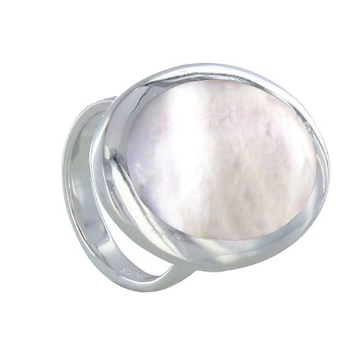 Bague Argent Ovale Miroir en Nacre - taille 54 - LES POULETTES BIJOUX - Modalova