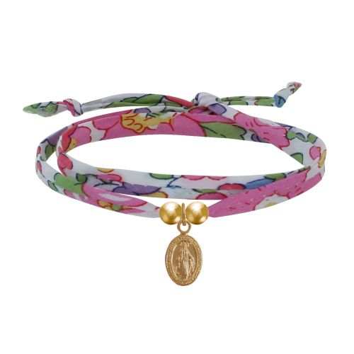 Bracelet Double Tour Lien Liberty et Petite Médaille Vierge Miraculeuse Plaqué Or - LES POULETTES BIJOUX - Modalova