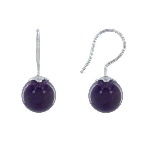 Boucles d'Oreilles Argent Billes d'Améthyste - LES POULETTES BIJOUX - Modalova