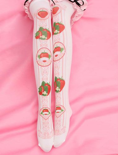 Sweet Lolita bas rose imprim Lolita chaussettes hautes Dguisements Halloween - Milanoo - Modalova