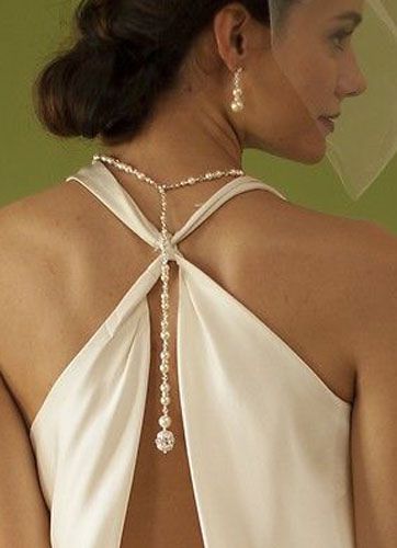 Collier goutte dos mariage blanc perle bijoux de marie - Milanoo FR - Modalova