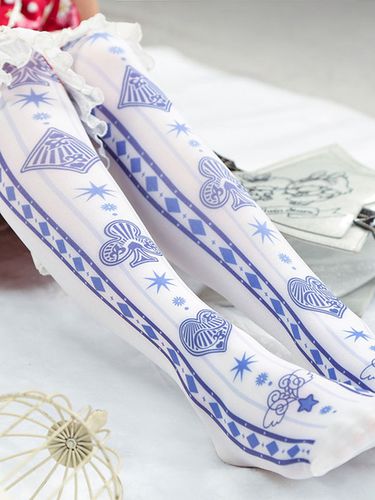 Chaussettes Lolita blanches en coton imprim lolita au genou Dguisements Halloween - Milanoo FR - Modalova