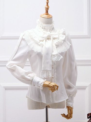 Chemise Lolita classique en mousseline blanche avec nud papillon et dentelle blanche Dguisements Halloween - Milanoo - Modalova