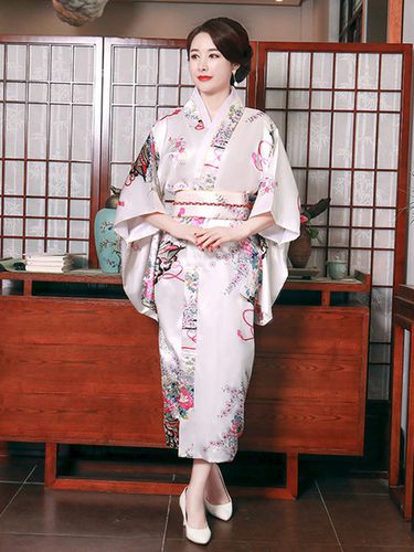 Japonais Costumes Des Adultes Kimono Rose Clair Robe De Satin Oriental Set Dguisements Halloween - Milanoo FR - Modalova