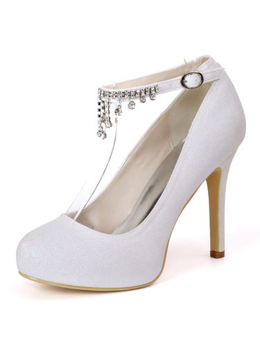 Chaussures de marie blanche en PU plateforme talon haut boucle mtal rglable - Milanoo FR - Modalova