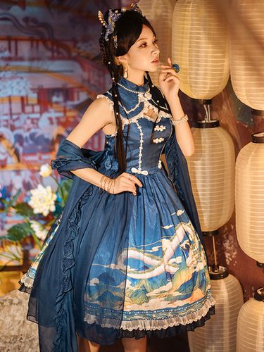Robe Lolita JSK de style chinois Jupe pull Lolita en polyester bleu ocan - Milanoo FR - Modalova