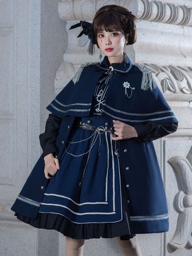 Style militaire Lolita Lolita JSK Dress Dark 3-Pieces Set Navy sans manches Academy Lolita Pull Jupes - Milanoo - Modalova