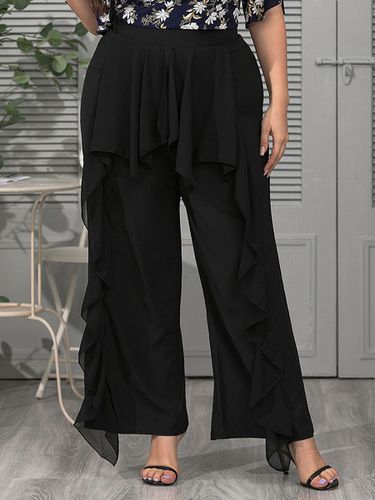 Pantalon grande taille Pantalon vas dcontract en polyester surdimensionn noir - Milanoo FR - Modalova
