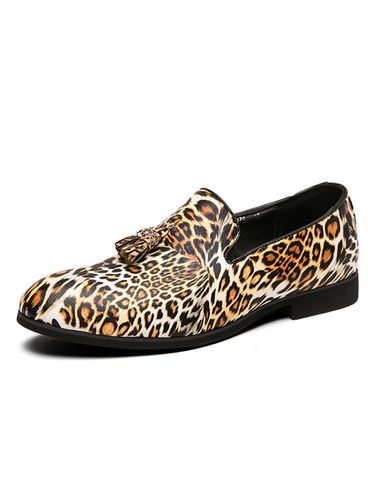 Chaussures mocassinss enfiler motif lopard bout rond en cuir PU jaune mocassins - Milanoo FR - Modalova