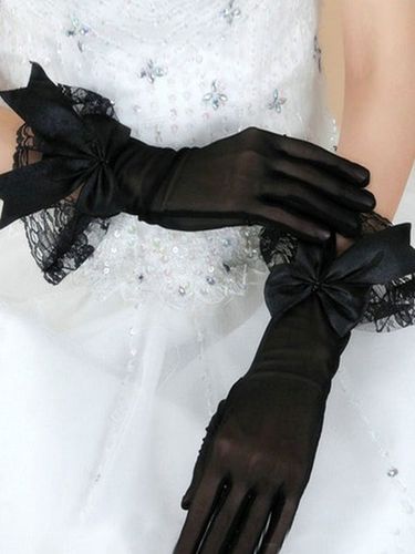 Gants de mariage noirs Gants de marie en polyester en dentelle - Milanoo FR - Modalova