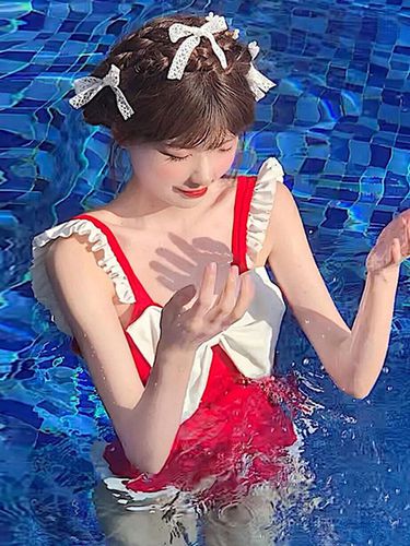 Maillot de bain rouge Lolita Outfits Ruffles Bows sans manches Jumpsuit - Milanoo FR - Modalova