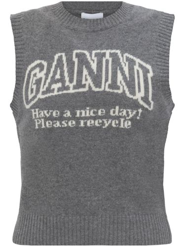GANNI Logo Wool Vest - GANNI - Modalova
