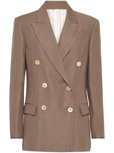 Linen Blend Double-Breasted Jacket - Brunello Cucinelli - Modalova
