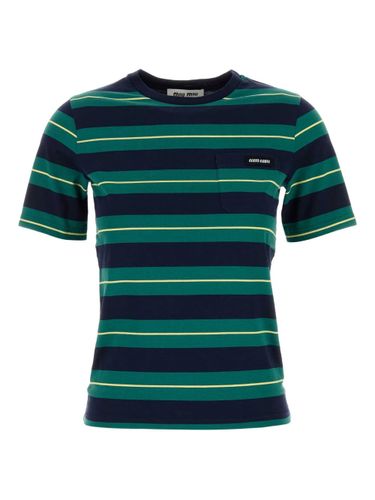 Miu Miu Striped Cotton T-Shirt - Miu Miu - Modalova