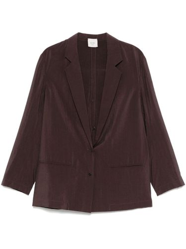 Silk Blend Single-Breasted Blazer Jacket - Alysi - Modalova