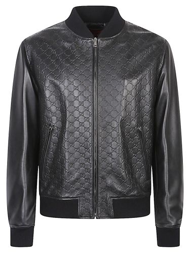 Gucci Gg Leather Bomber Jacket - Gucci - Modalova