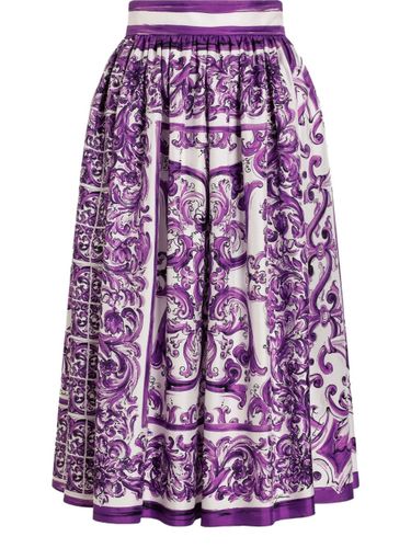 Silk Skirt With Maiolica Print - Dolce & Gabbana - Modalova
