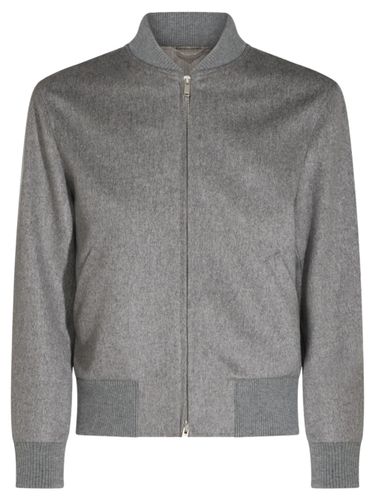 Ribbed-Trim Wool Bomber Jacket - Lardini - Modalova