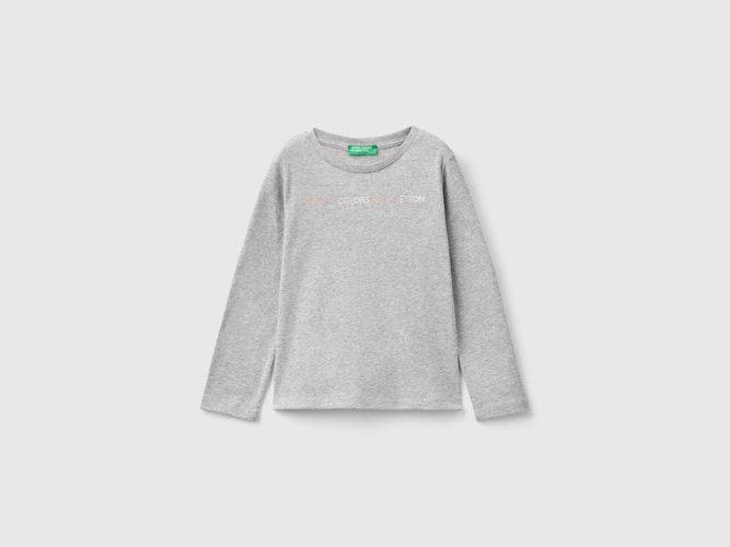 Benetton, T-shirt Con Stampa Glitter In Cotone Bio, taglia 104, Grigio Chiaro, Bambini - United Colors of Benetton - Modalova