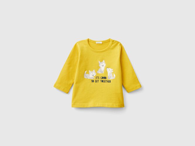 Benetton, T-shirt À Manches Longues En Coton Bio Chaud, taille 0-1, Jaune, Enfants - United Colors of Benetton - Modalova