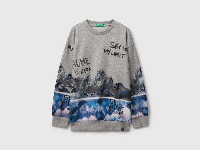 Benetton, Sweat-shirt Avec Imprimé, taille 2XL, Gris Clair, Enfants - United Colors of Benetton - Modalova