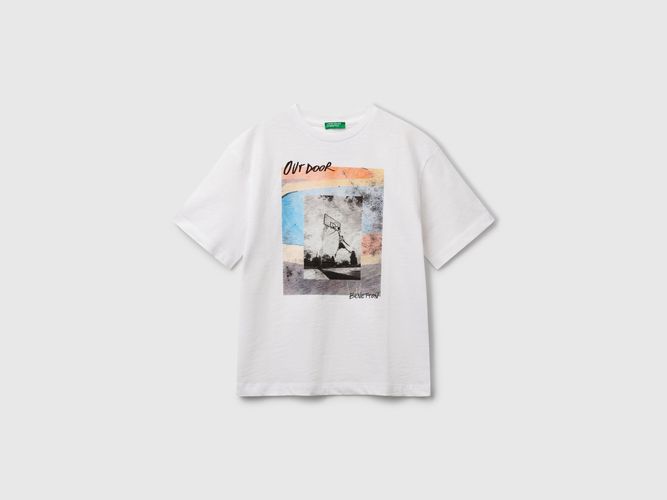 Benetton, T-shirt Avec Imprimé Photographique, taille 2XL, Blanc, Enfants - United Colors of Benetton - Modalova