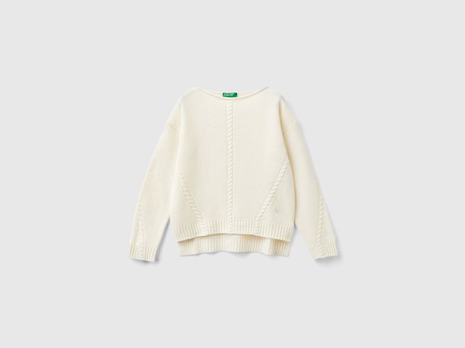 Benetton, Pull Torsadé En Laine Mélangée, taille 2XL, Crème, Enfants - United Colors of Benetton - Modalova