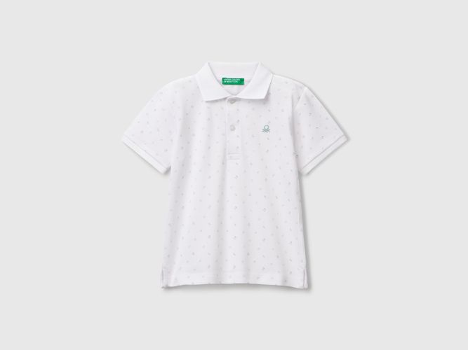 Benetton, Polo À Micro Motif En Pur Coton, taille 12-18, Blanc, Enfants - United Colors of Benetton - Modalova