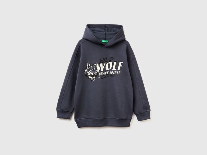 Benetton, Sweat-shirt Chaud En Coton Avec Imprimé, Taille: 2XL, Bleu Horizon, Enfants - United Colors of Benetton - Modalova