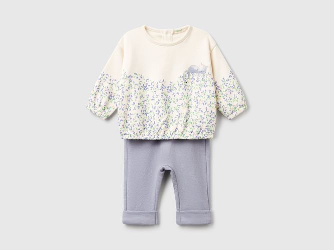 Benetton, Ensemble Sweat-shirt Et Pantalon En Coton Mélangé, taille 0-1, Multicolore, Enfants - United Colors of Benetton - Modalova