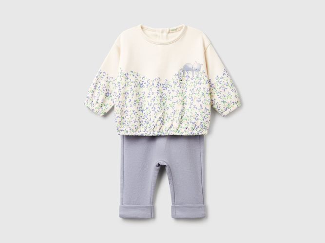 Benetton, Ensemble Sweat-shirt Et Pantalon En Coton Mélangé, taille 1-3, Multicolore, Enfants - United Colors of Benetton - Modalova