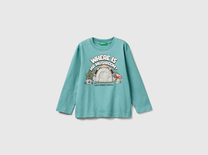 Benetton, T-shirt Avec Imprimé Et Appliqué, Taille: 18-24, Bleu Ciel, Enfants - United Colors of Benetton - Modalova