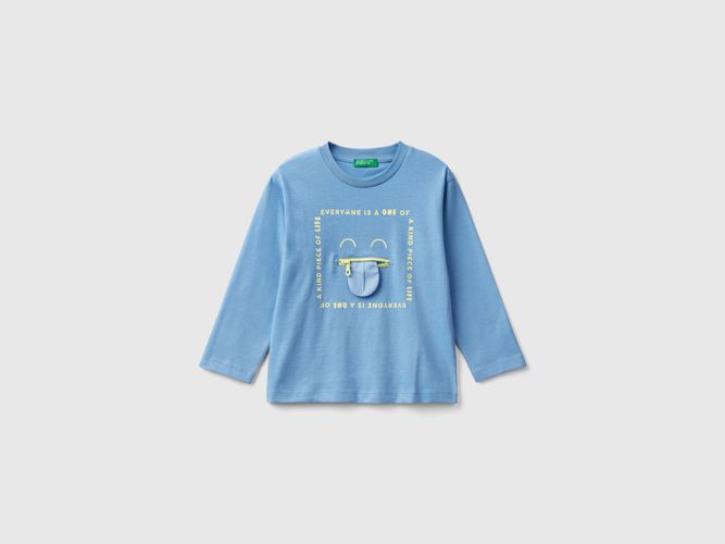 Benetton, T-shirt Con Stampa E Applicazione, taglia 82, Azzurro, Bambini - United Colors of Benetton - Modalova