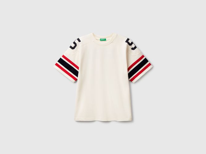 Benetton, T-shirt À Manches Courtes Avec Imprimé, taille 2XL, Crème, Enfants - United Colors of Benetton - Modalova