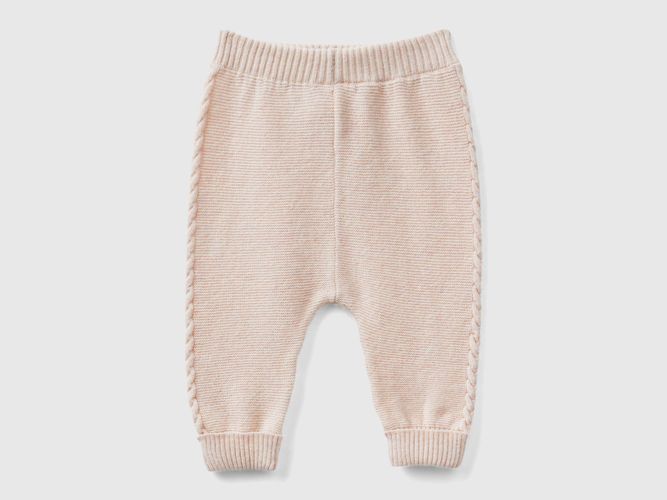 Benetton, Pantalon Torsadé En Laine Recyclée Mélangée, taille 9-12, Rose Pâle, Enfants - United Colors of Benetton - Modalova