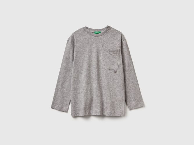 Benetton, T-shirt À Imprimé Épais, Taille: S, Gris Clair, Enfants - United Colors of Benetton - Modalova