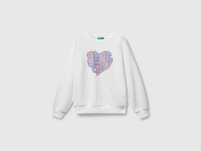 Benetton, Sweat-shirt À Imprimé Logo Pailleté, taille 2XL, Crème, Enfants - United Colors of Benetton - Modalova