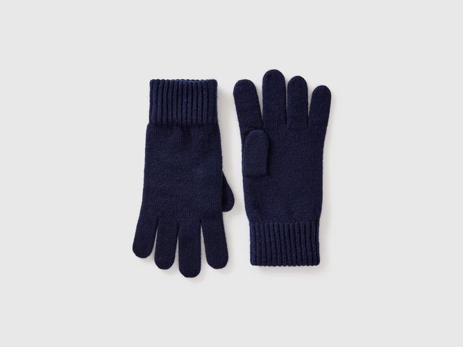 Benetton, Gants En Pur Laine Vierge, taille L, Bleu Foncé - United Colors of Benetton - Modalova