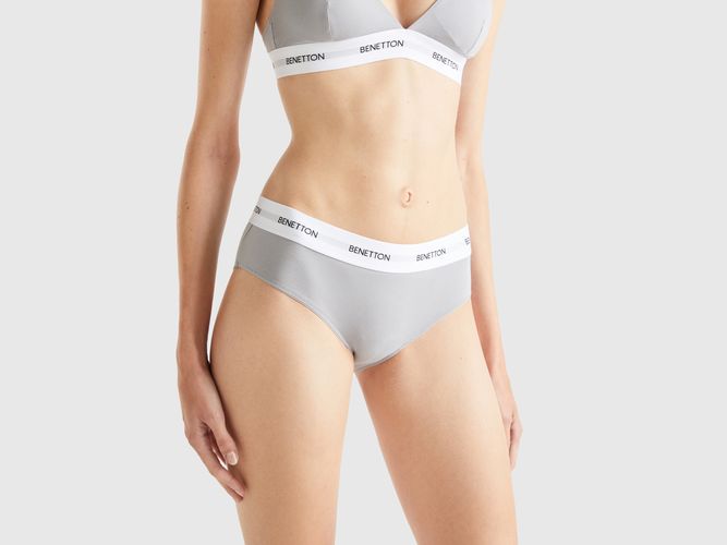 Benetton, Slip Fianco Alto In Cotone Bio, taglia S, Grigio Chiaro, Donna - United Colors of Benetton - Modalova