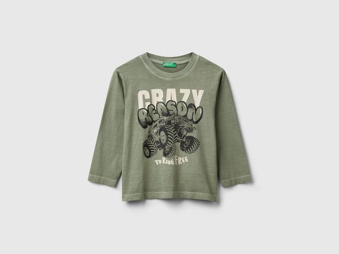 Benetton, T-shirt À Manches Longues Avec Imprimé, Taille: 12-18, Gris, Enfants - United Colors of Benetton - Modalova