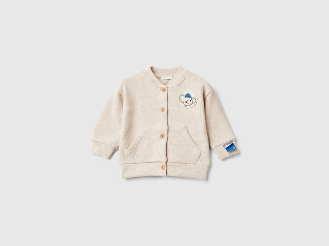 Benetton, Felpa Stile Bomber In Misto Cotone Riciclato Stretch, taglia 62, , Bambini - United Colors of Benetton - Modalova